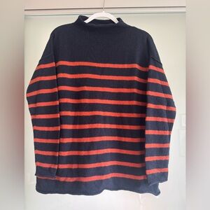 Madewell Orange and Blue Cowl Neck Sweater
